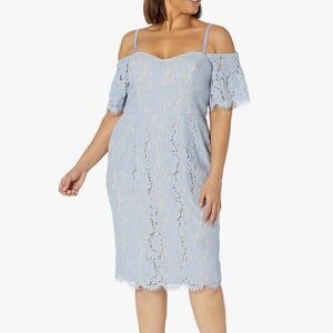 City Chic Lace Whisper Dress Light Blue.